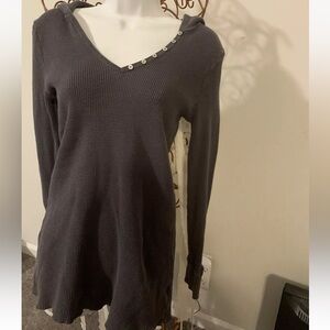 Y2K Henley Baby Doll Shirt Waffle Pearlized Buttons Old Navy Hood Bella Swain